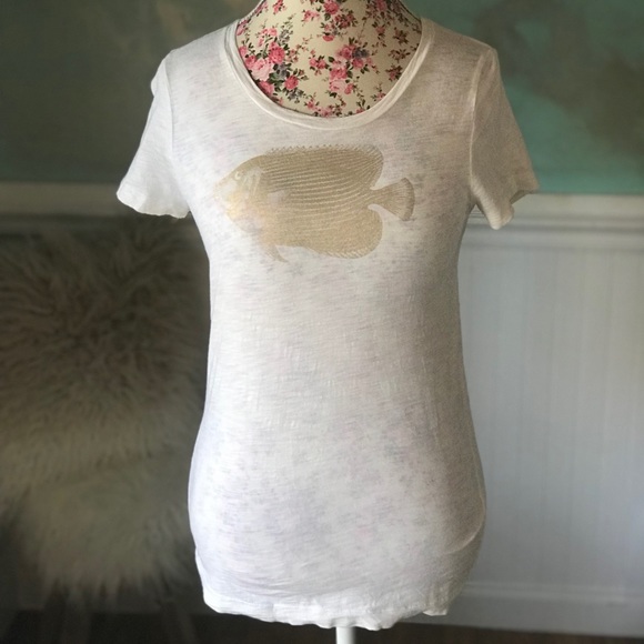 J. Crew Tops - Women’s J. Crew Tee w/ Metallic Gold Fish Size S